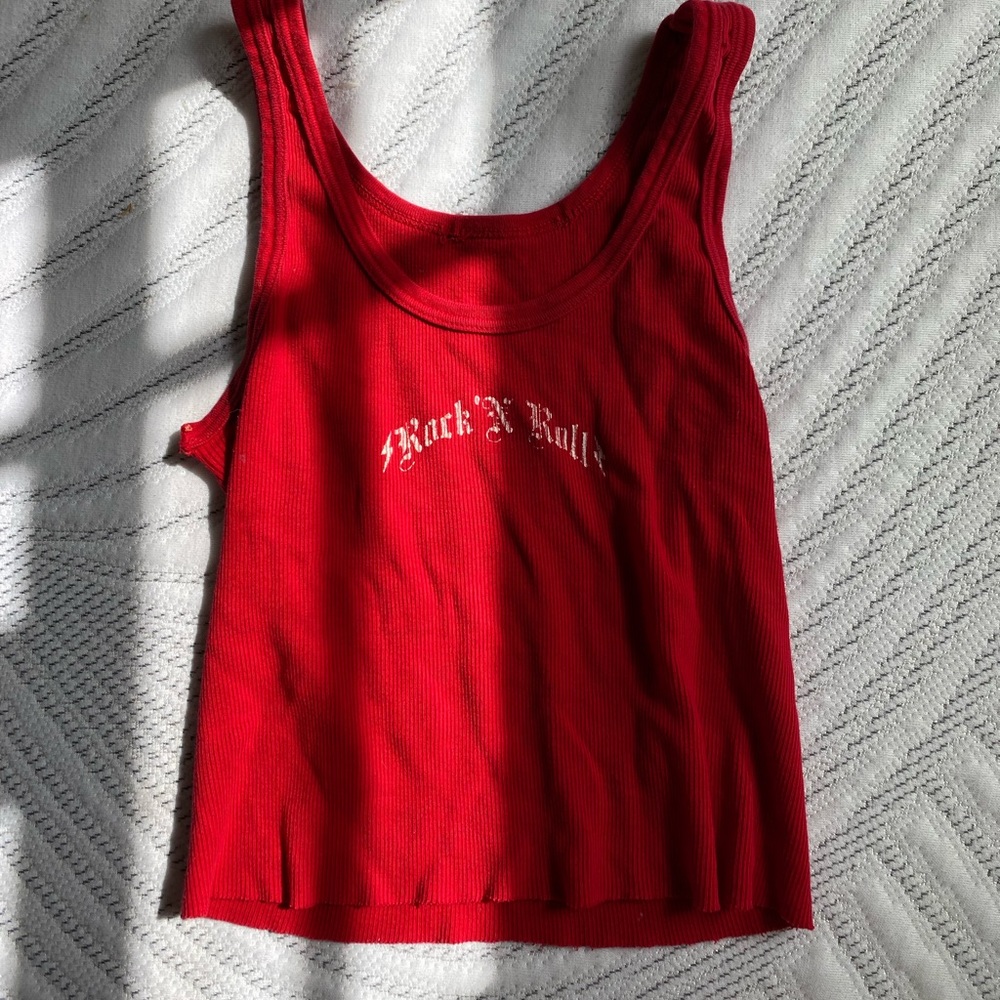 brandy Melville red rock n roll tank